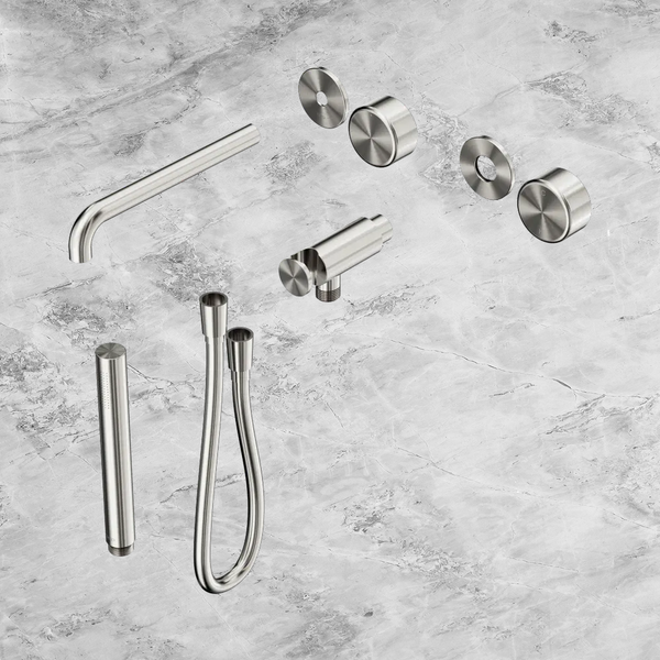 Nero Serenity Progressive Shower System with Spout with Metal Handle and Slim Shower (Trim Kit Only) Brushed Nickel