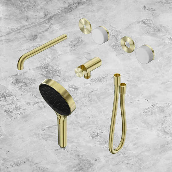 Nero Serenity Progressive Shower System with Spout with Carrara Handle and Serenity Hand Shower (Trim Kit Only) Brushed Gold