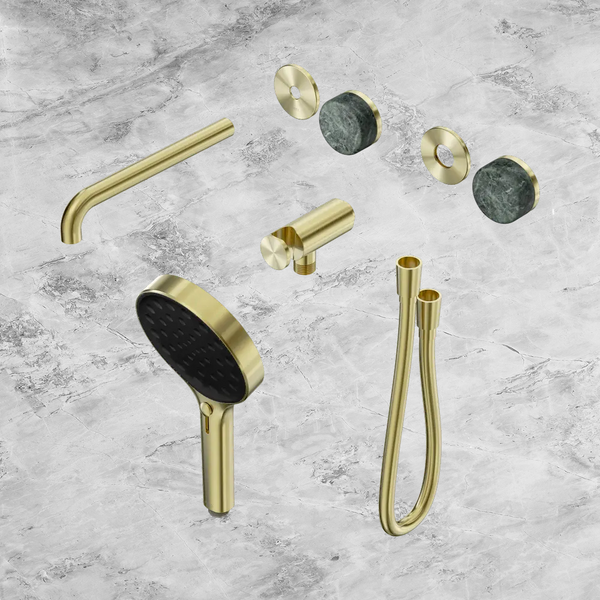 Nero Serenity Progressive Shower System with Spout with Verde Alpi Handle and Serenity Hand Shower (Trim Kit Only) Brushed Gold