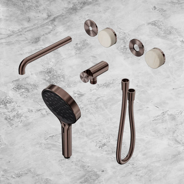 Nero Serenity Progressive Shower System with Spout with Rome Travertine Handle and Serenity Hand Shower (Trim Kit Only) Brushed Bronze
