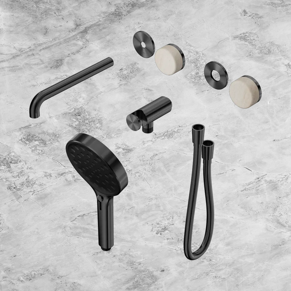 Nero Serenity Progressive Shower System with Spout with Rome Travertine Handle and Serenity Hand Shower (Trim Kit Only) Gunmetal