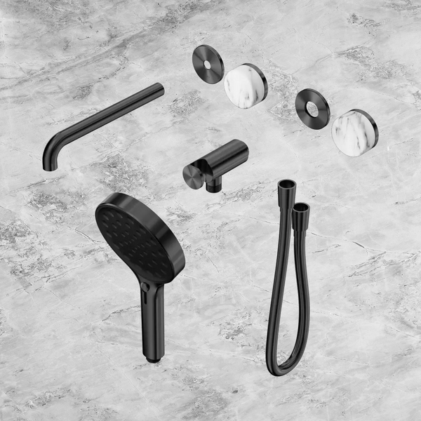 Nero Serenity Progressive Shower System with Spout with Arabescato Corchia Handle and Serenity Hand Shower (Trim Kit Only) Gunmetal