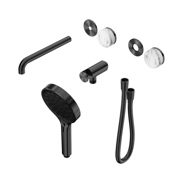 Nero Serenity Progressive Shower System with Spout with Arabescato Corchia Handle and Serenity Hand Shower (Trim Kit Only) Gunmetal