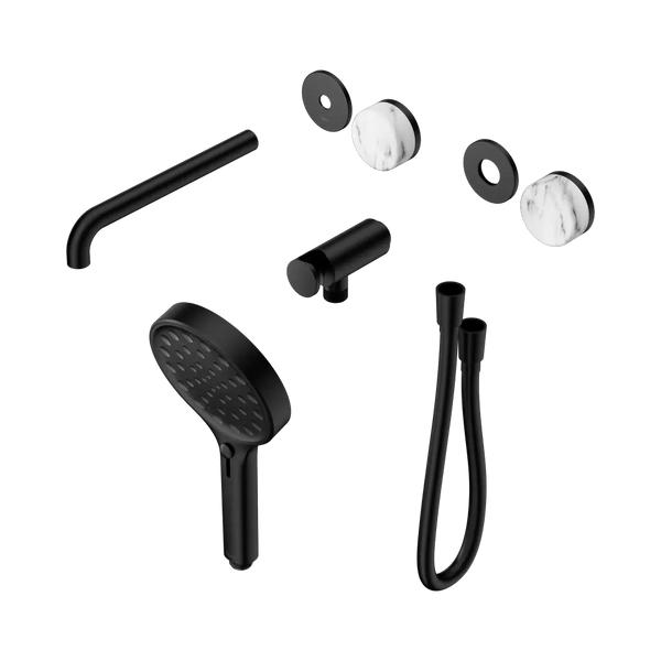 Nero Serenity Progressive Shower System with Spout with Arabescato Corchia Handle and Serenity Hand Shower (Trim Kit Only) Matte Black