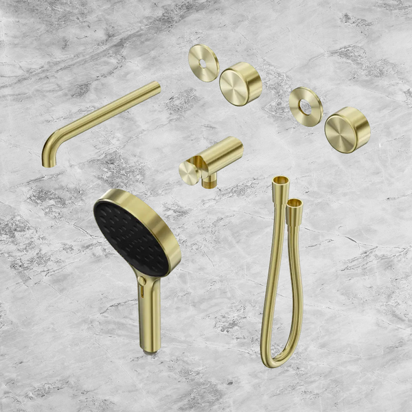 Nero Serenity Progressive Shower System with Spout with Metal Handle and Serenity Hand Shower (Trim Kit Only) Brushed Gold