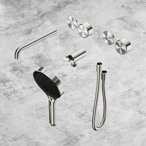 Nero Serenity Progressive Shower System with Spout with Metal Handle and Serenity Hand Shower (Trim Kit Only) Brushed Nickel