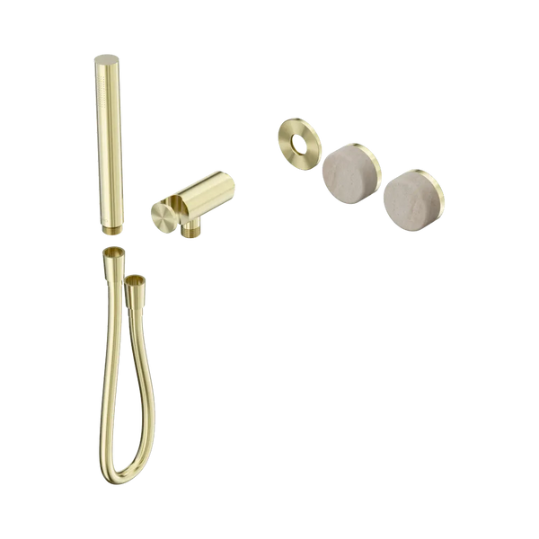 Nero Serenity Progressive Shower System with Rome Travertine Handle and Slim Shower (Trim Kit Only) Brushed Gold
