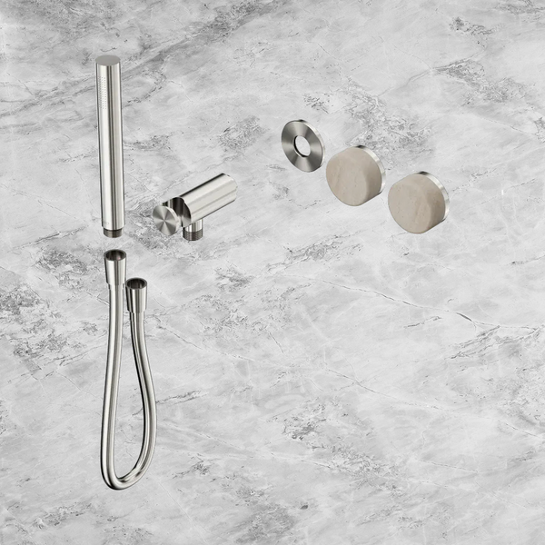 Nero Serenity Progressive Shower System with Rome Travertine Handle and Slim Shower (Trim Kit Only) Brushed Nickel