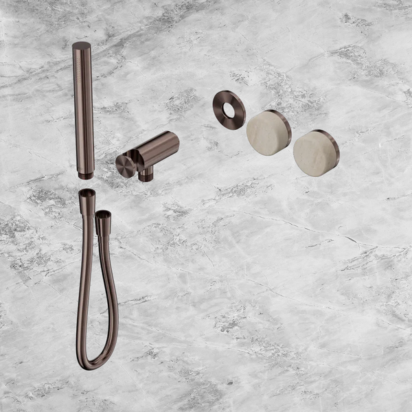 Nero Serenity Progressive Shower System with Rome Travertine Handle and Slim Shower (Trim Kit Only) Brushed Bronze