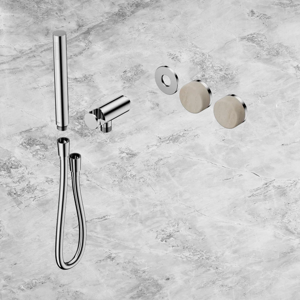 Nero Serenity Progressive Shower System with Rome Travertine Handle and Slim Shower (Trim Kit Only) Chrome