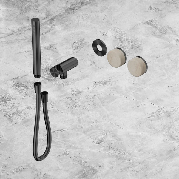 Nero Serenity Progressive Shower System with Rome Travertine Handle and Slim Shower (Trim Kit Only) Gunmetal