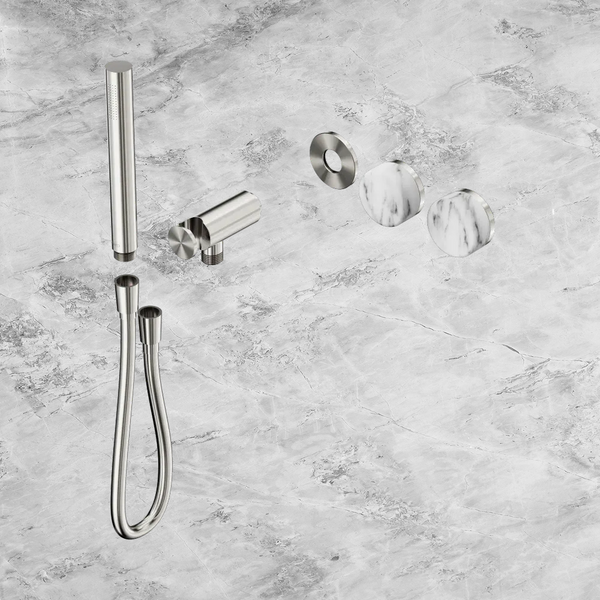 Nero Serenity Progressive Shower System with Arabescato Corchia Handle and Slim Shower (Trim Kit Only) Brushed Nickel