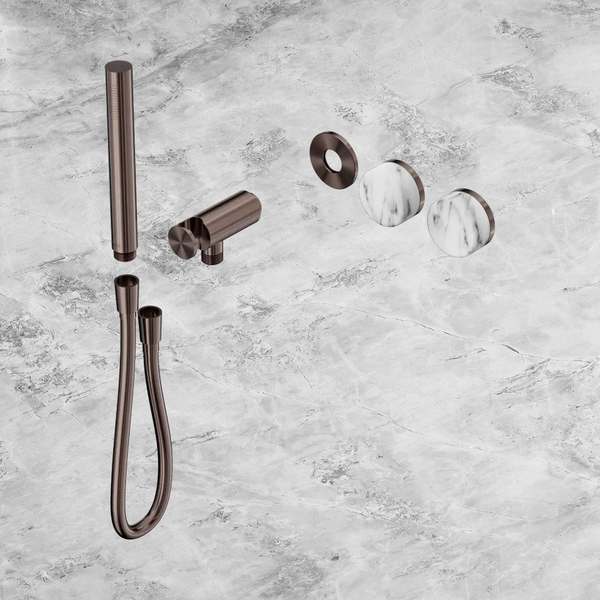 Nero Serenity Progressive Shower System with Arabescato Corchia Handle and Slim Shower (Trim Kit Only) Brushed Bronze