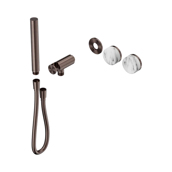Nero Serenity Progressive Shower System with Arabescato Corchia Handle and Slim Shower (Trim Kit Only) Brushed Bronze
