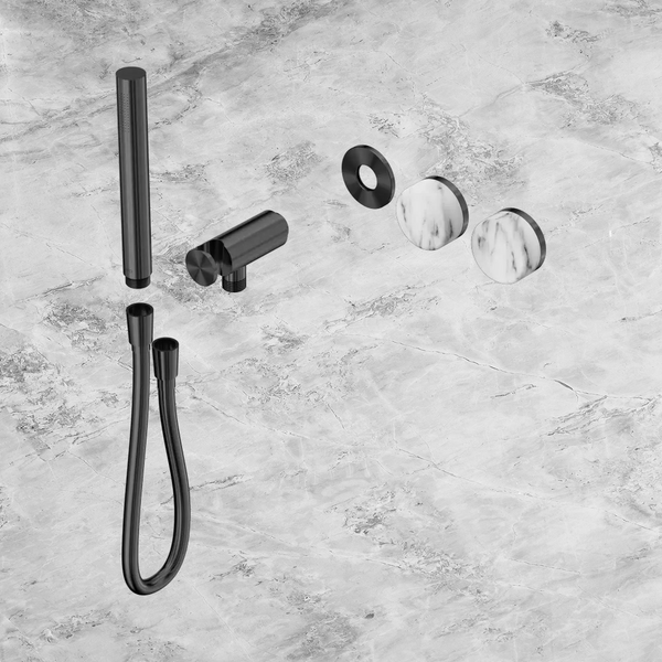 Nero Serenity Progressive Shower System with Arabescato Corchia Handle and Slim Shower (Trim Kit Only) Gunmetal