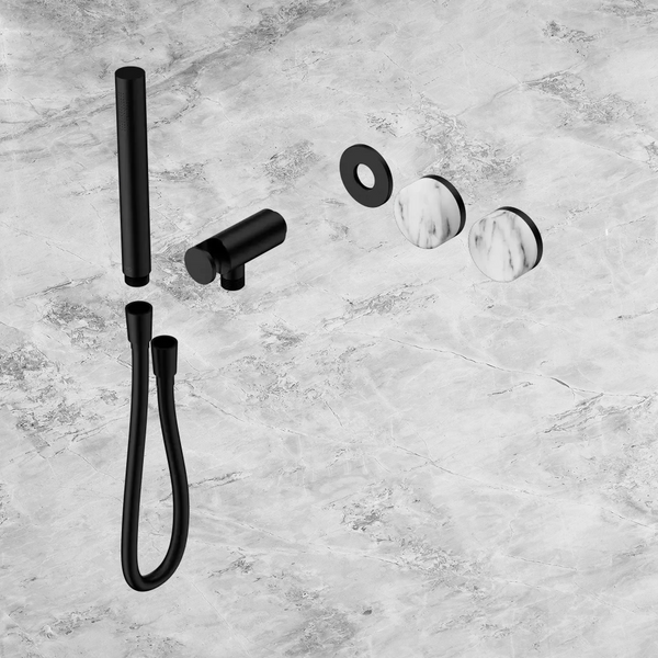 Nero Serenity Progressive Shower System with Arabescato Corchia Handle and Slim Shower (Trim Kit Only) Matte Black