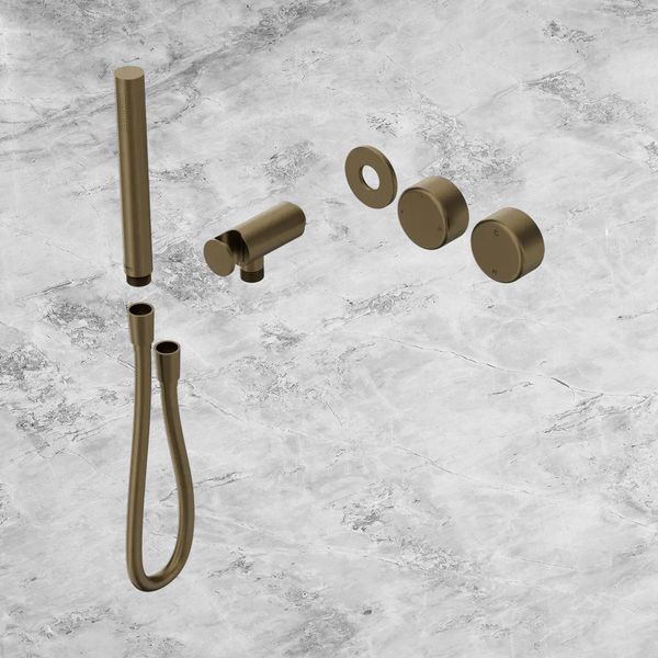 Nero Serenity Progressive Shower System with Metal Handle and Slim Shower (Trim Kit Only) Tumbled Antique Brass