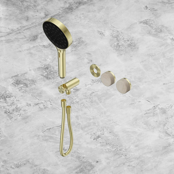 Nero Serenity Progressive Shower System with Rome Travertine Handle and Serenity Hand Shower (Trim Kit Only) Brushed Gold