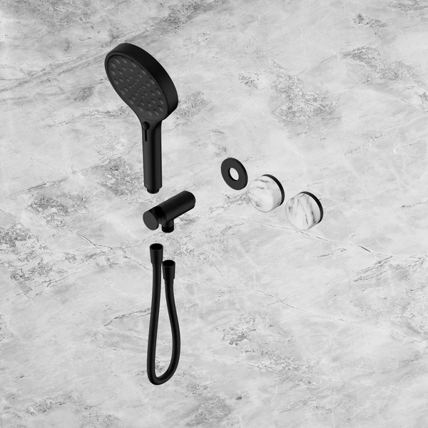Nero Serenity Progressive Shower System with Arabescato Corchia Handle and Serenity Hand Shower (Trim Kit Only) Matte Black