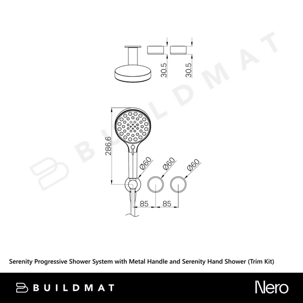 Nero Serenity Progressive Shower System with Metal Handle and Serenity Hand Shower (Trim Kit Only) Matte Black