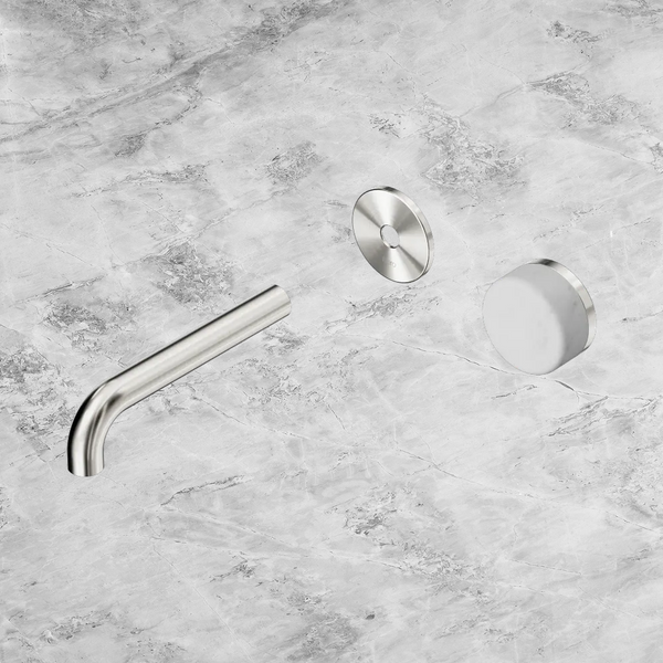 Nero Serenity Progressive Wall Basin Mixer 160mm Spout with Carrara Handle (Trim Kit Only) Brushed Nickel