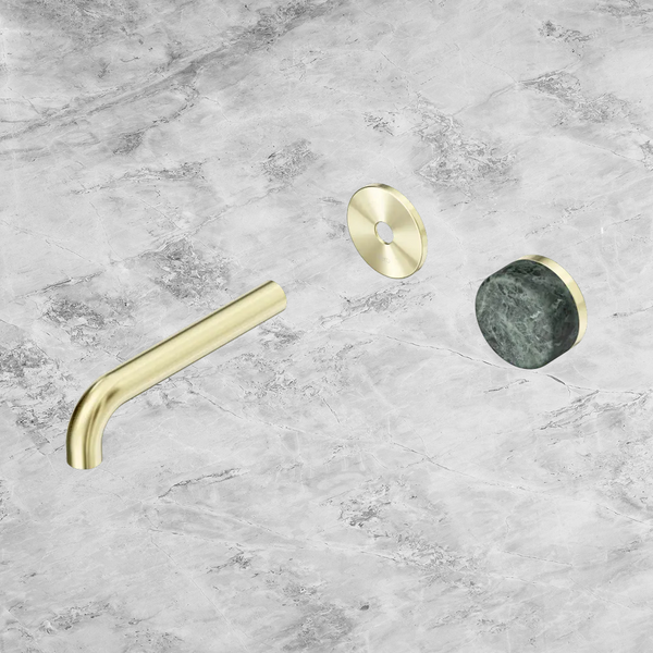Nero Serenity Progressive Wall Basin Mixer 160mm Spout with Verde Alpi Handle (Trim Kit Only) Brushed Gold