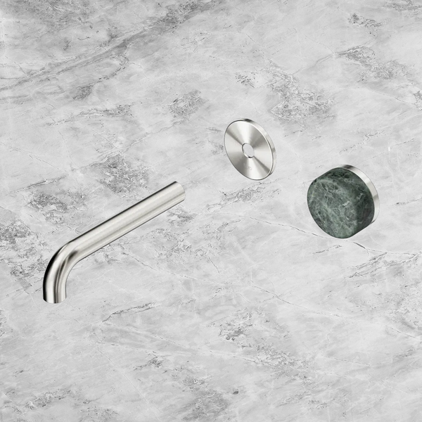 Nero Serenity Progressive Wall Basin Mixer 160mm Spout with Verde Alpi Handle (Trim Kit Only) Brushed Nickel