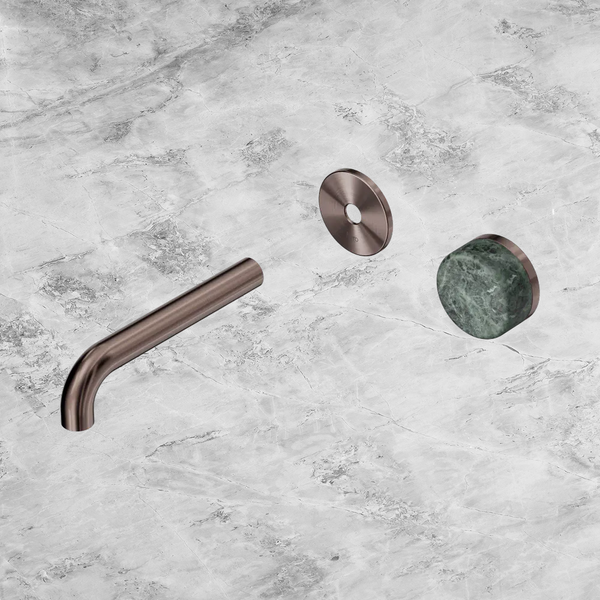 Nero Serenity Progressive Wall Basin Mixer 160mm Spout with Verde Alpi Handle (Trim Kit Only) Brushed Bronze