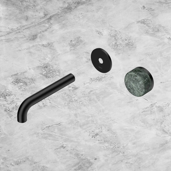 Nero Serenity Progressive Wall Basin Mixer 160mm Spout with Verde Alpi Handle (Trim Kit Only) Matte Black