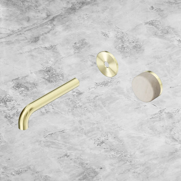 Nero Serenity Progressive Wall Basin Mixer 160mm Spout with Rome Travertine Handle (Trim Kit Only) Brushed Gold
