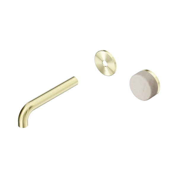 Nero Serenity Progressive Wall Basin Mixer 160mm Spout with Rome Travertine Handle (Trim Kit Only) Brushed Gold