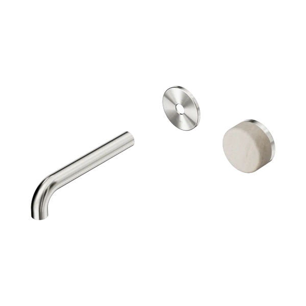 Nero Serenity Progressive Wall Basin Mixer 160mm Spout with Rome Travertine Handle (Trim Kit Only) Brushed Nickel