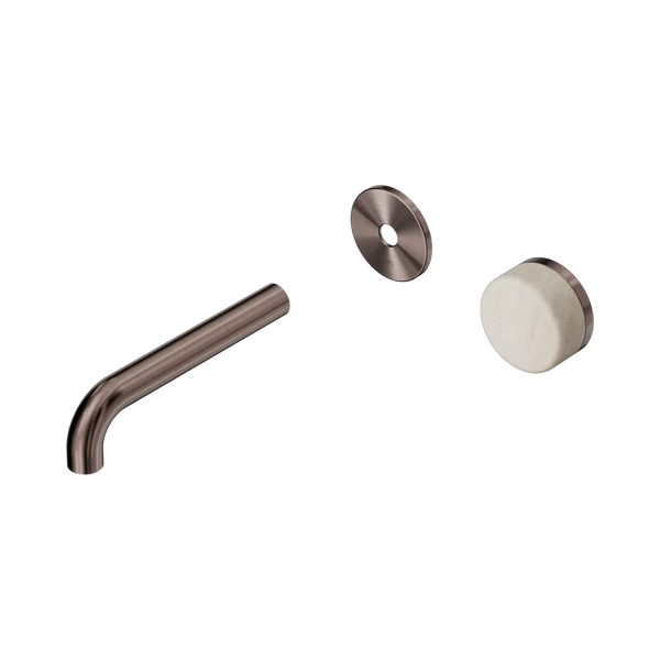 Nero Serenity Progressive Wall Basin Mixer 160mm Spout with Rome Travertine Handle (Trim Kit Only) Brushed Bronze