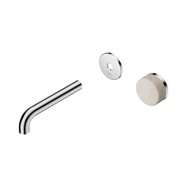 Nero Serenity Progressive Wall Basin Mixer 160mm Spout with Rome Travertine Handle (Trim Kit Only) Chrome