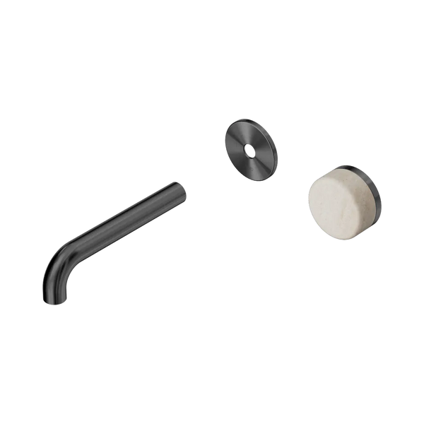 Nero Serenity Progressive Wall Basin Mixer 160mm Spout with Rome Travertine Handle (Trim Kit Only) Gunmetal