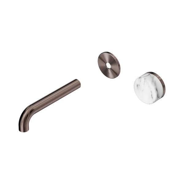 Nero Serenity Progressive Wall Basin Mixer 160mm Spout with Arabescato Corchia Handle (Trim Kit Only) Brushed Bronze