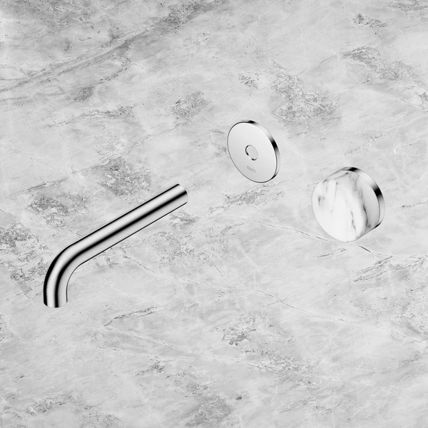 Nero Serenity Progressive Wall Basin Mixer 160mm Spout with Arabescato Corchia Handle (Trim Kit Only) Chrome