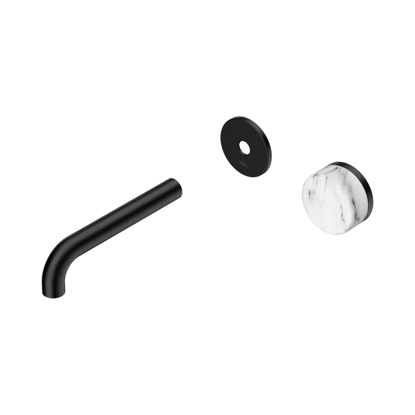 Nero Serenity Progressive Wall Basin Mixer 160mm Spout with Arabescato Corchia Handle (Trim Kit Only) Matte Black