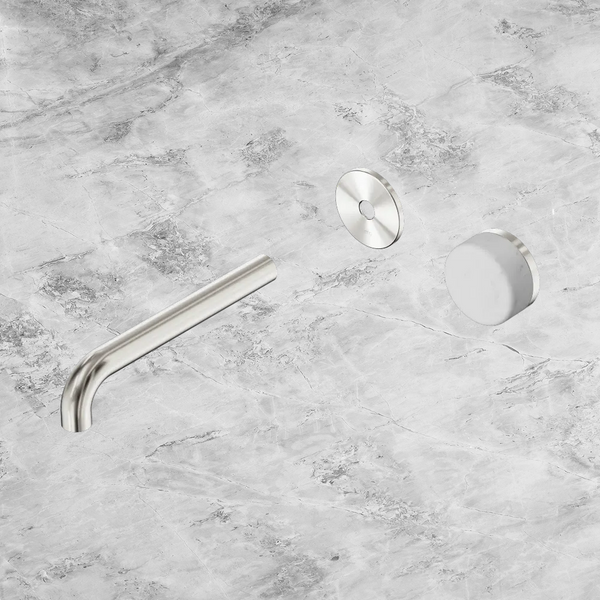 Nero Serenity Progressive Wall Basin Mixer 185mm Spout with Carrara Handle (Trim Kit Only) Brushed Nickel