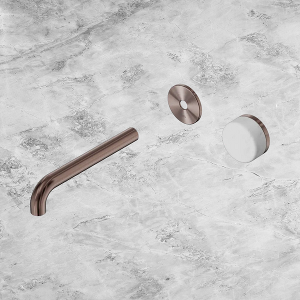 Nero Serenity Progressive Wall Basin Mixer 185mm Spout with Carrara Handle (Trim Kit Only) Brushed Bronze
