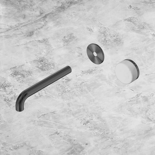 Nero Serenity Progressive Wall Basin Mixer 185mm Spout with Carrara Handle (Trim Kit Only) Gunmetal