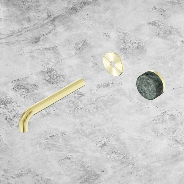 Nero Serenity Progressive Wall Basin Mixer 185mm Spout with Verde Alpi Handle (Trim Kit Only) Brushed Gold