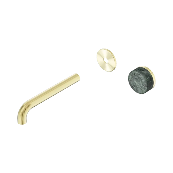 Nero Serenity Progressive Wall Basin Mixer 185mm Spout with Verde Alpi Handle (Trim Kit Only) Brushed Gold
