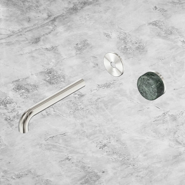 Nero Serenity Progressive Wall Basin Mixer 185mm Spout with Verde Alpi Handle (Trim Kit Only) Brushed Nickel