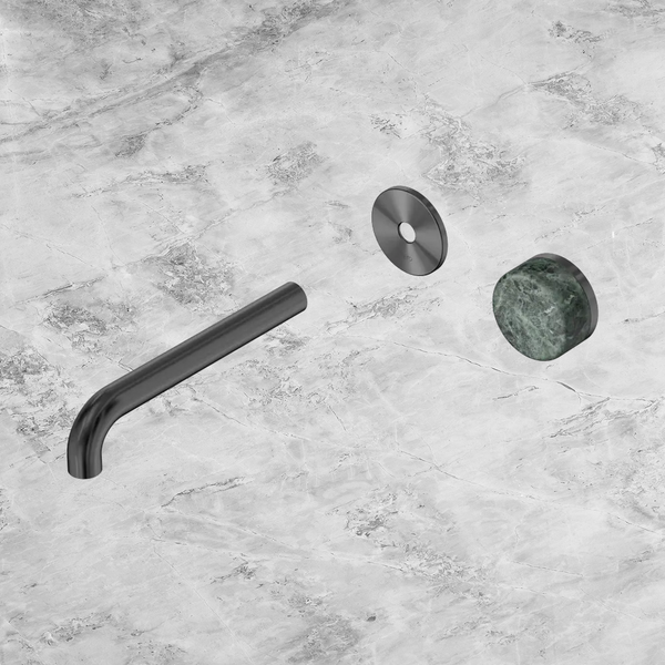 Nero Serenity Progressive Wall Basin Mixer 185mm Spout with Verde Alpi Handle (Trim Kit Only) Gunmetal