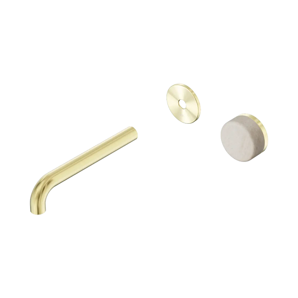 Nero Serenity Progressive Wall Basin Mixer 185mm Spout with Rome Travertine Handle (Trim Kit Only) Brushed Gold