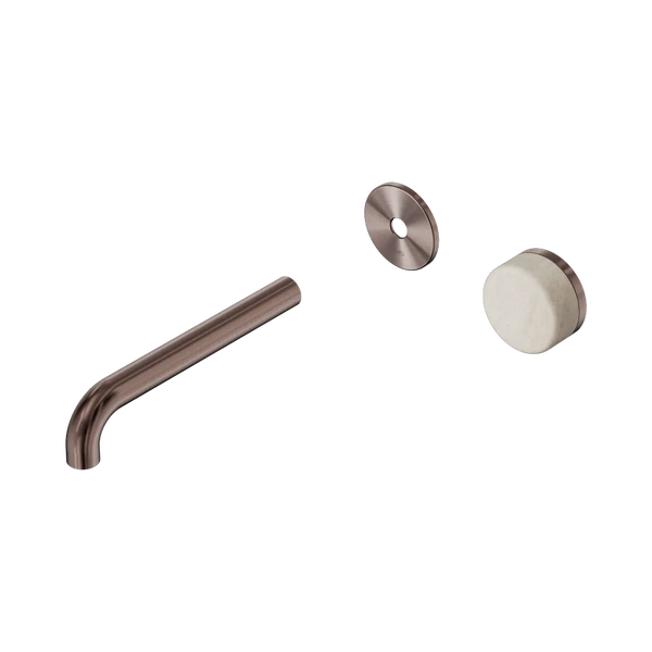 Nero Serenity Progressive Wall Basin Mixer 185mm Spout with Rome Travertine Handle (Trim Kit Only) Brushed Bronze