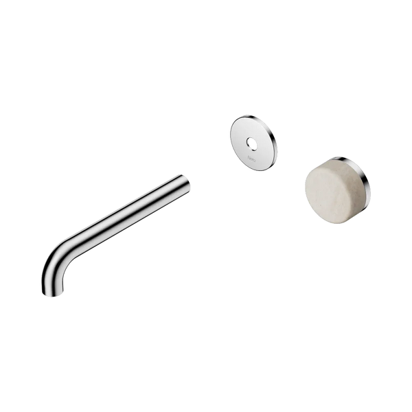 Nero Serenity Progressive Wall Basin Mixer 185mm Spout with Rome Travertine Handle (Trim Kit Only) Chrome