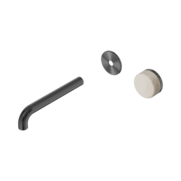 Nero Serenity Progressive Wall Basin Mixer 185mm Spout with Rome Travertine Handle (Trim Kit Only) Gunmetal