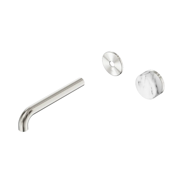 Nero Serenity Progressive Wall Basin Mixer 185mm Spout with Arabescato Corchia Handle (Trim Kit Only) Brushed Nickel